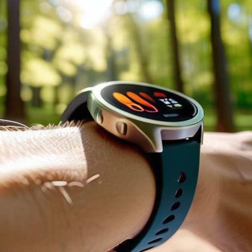 Person using smartwatch health tracking features.